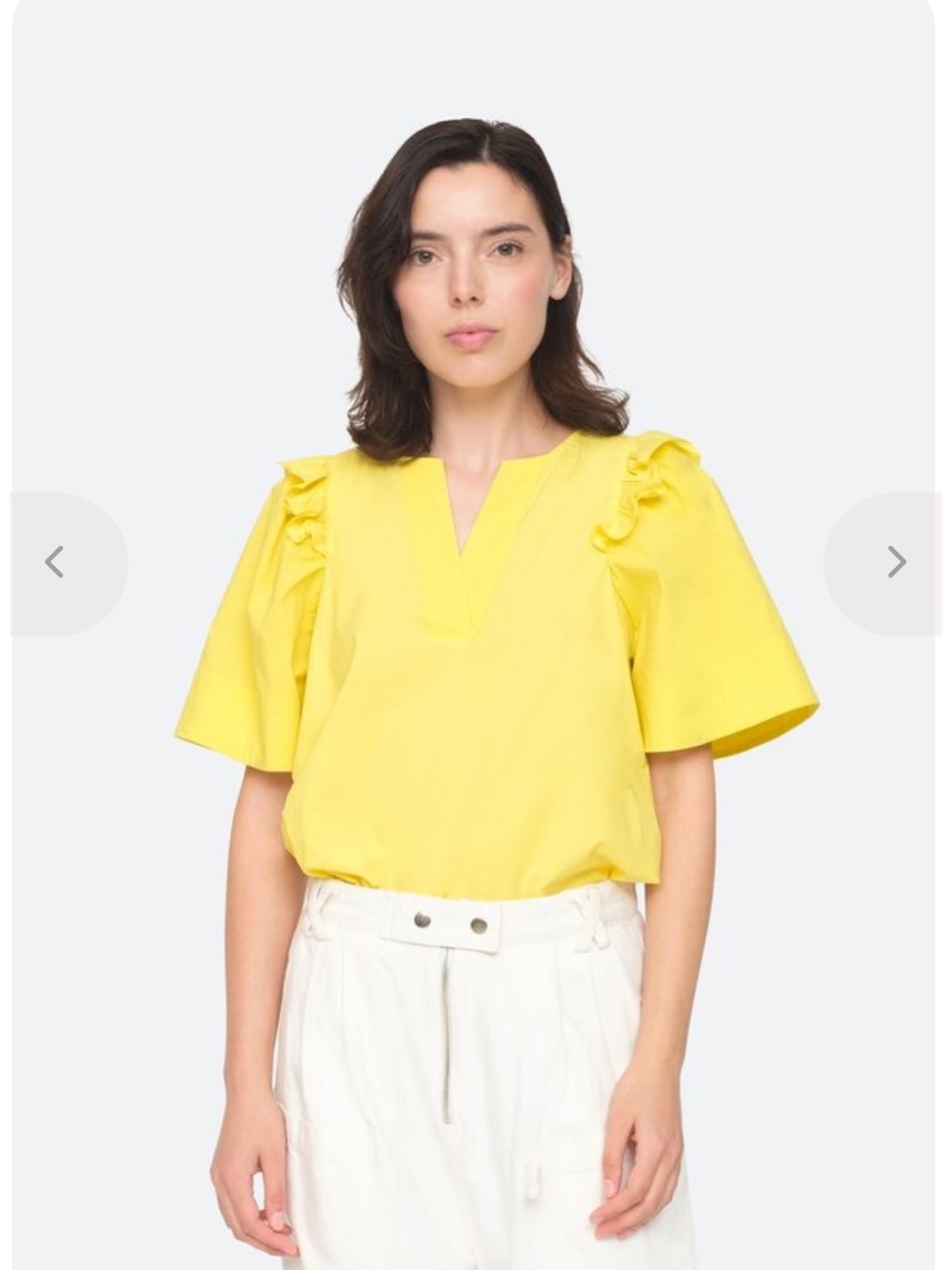 Sea New York Canary Yellow V-Neck Ruffle Sleeve Top